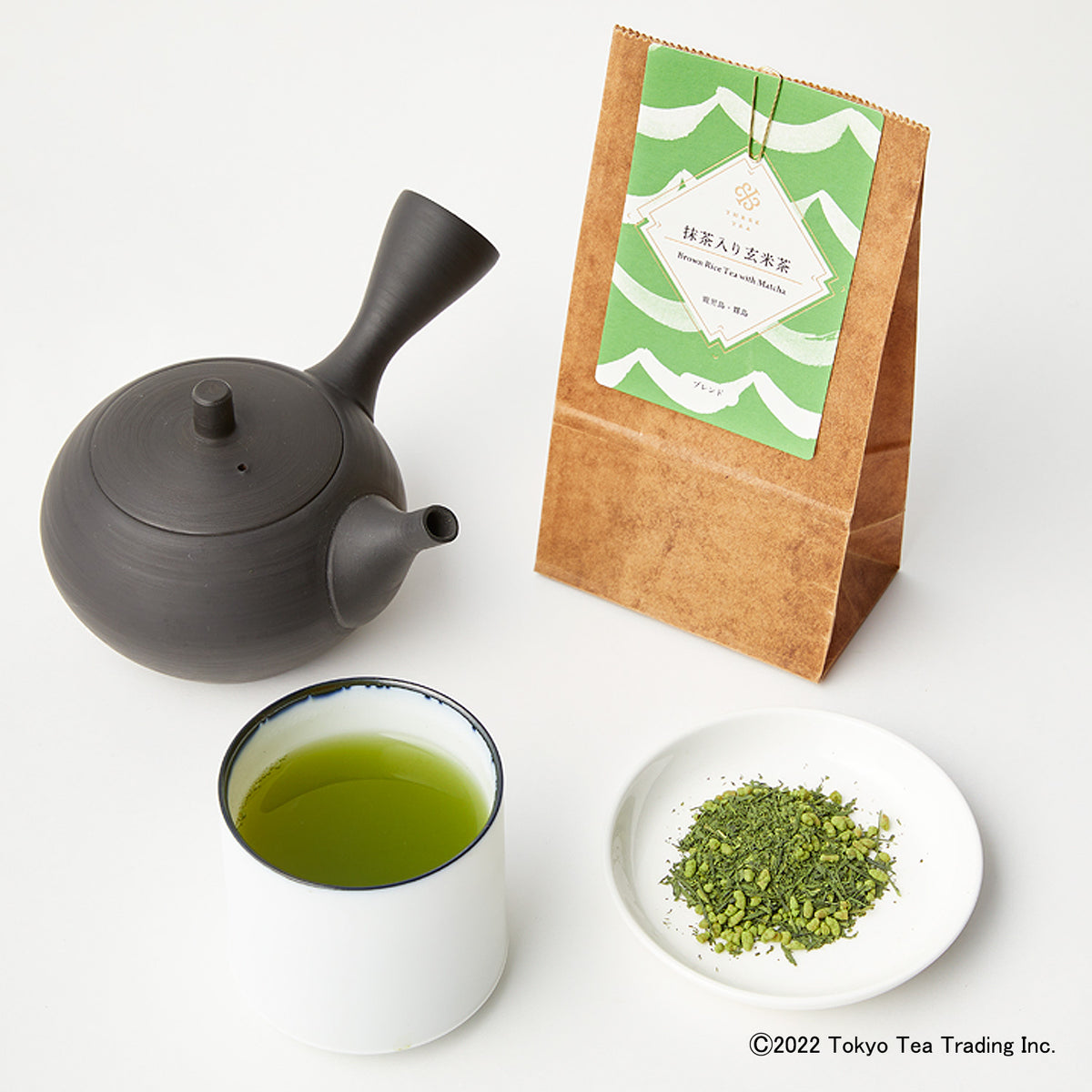 抹茶入り玄米茶15g(鹿児島・霧島産)-上品で親しみのある日本伝統ブレンド- – THREE TEA on-line shop